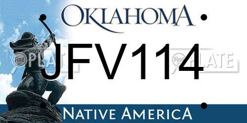 JFV114 Oklahoma License Plate