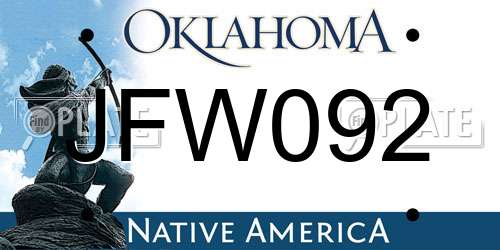 JFW092 Oklahoma License Plate