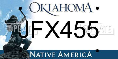 JFX455 Oklahoma License Plate