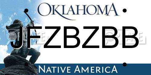 JFZBZBB Oklahoma License Plate