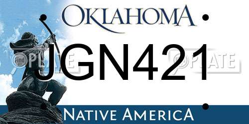 JGN421 Oklahoma License Plate