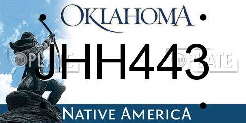JHH443 Oklahoma License Plate