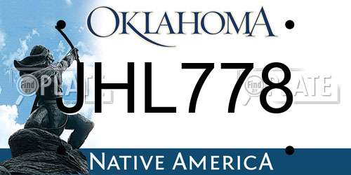 JHL778 Oklahoma License Plate