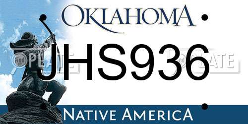 JHS936 Oklahoma License Plate