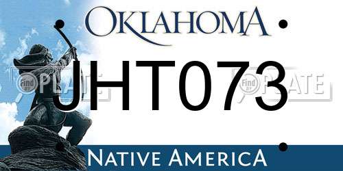 JHT073 Oklahoma License Plate