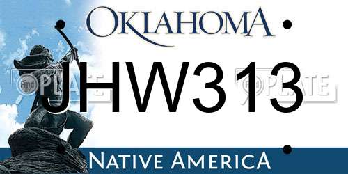 JHW313 Oklahoma License Plate