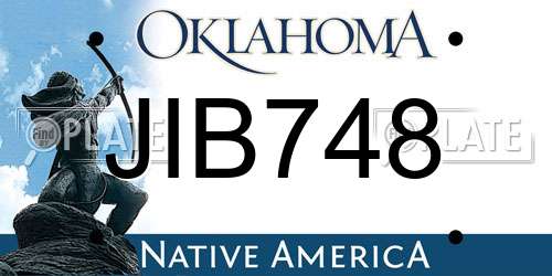 JIB748 Oklahoma License Plate