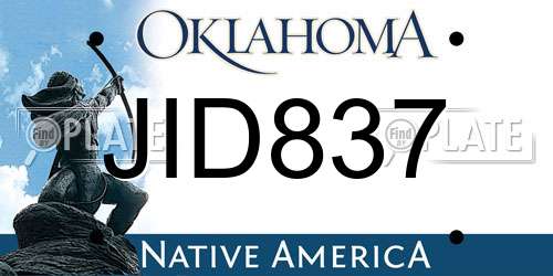 JID837 Oklahoma License Plate