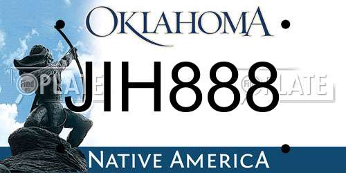 JIH888 Oklahoma License Plate