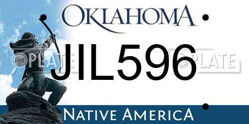 JIL596 Oklahoma License Plate