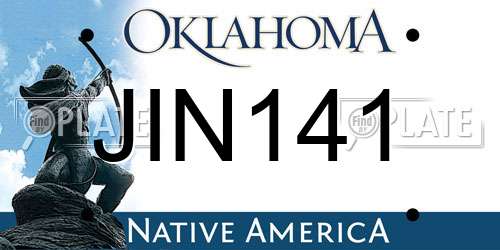 JIN141 Oklahoma License Plate