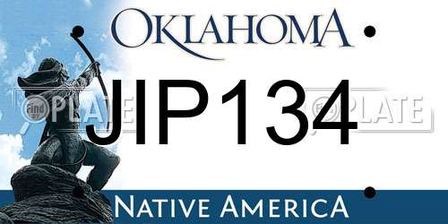 JIP134 Oklahoma License Plate
