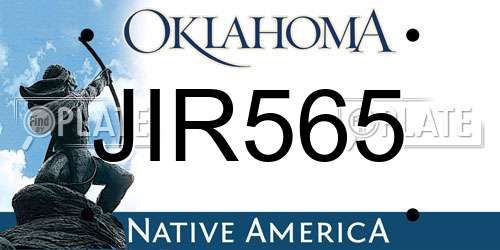 JIR565 Oklahoma License Plate