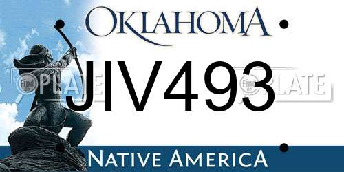 JIV493 Oklahoma License Plate