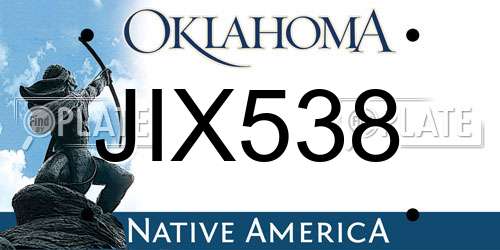 JIX538 Oklahoma License Plate