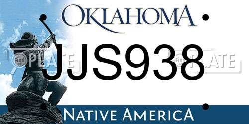 JJS938 Oklahoma License Plate