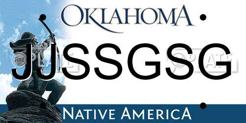 JJSSGSG Oklahoma License Plate