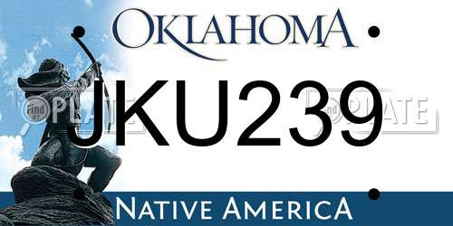 JKU239 Oklahoma License Plate