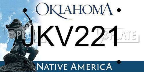 JKV221 Oklahoma License Plate