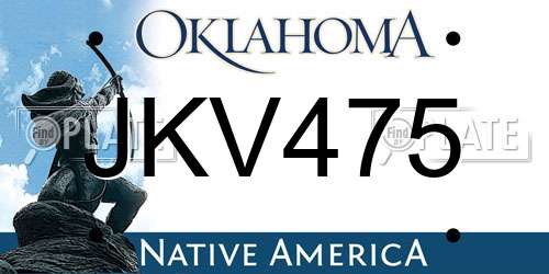 JKV475 Oklahoma License Plate