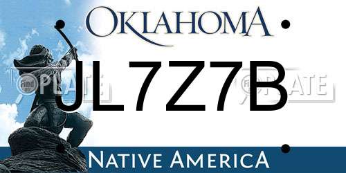 JL7Z7B Oklahoma License Plate