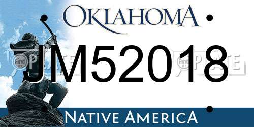 JM52018 Oklahoma License Plate