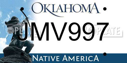 JMV997 Oklahoma License Plate