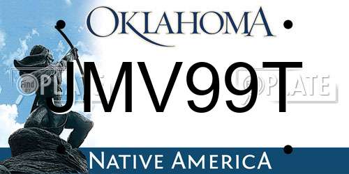 JMV99T Oklahoma License Plate