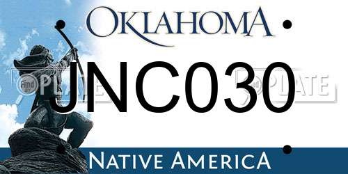 JNC030 Oklahoma License Plate