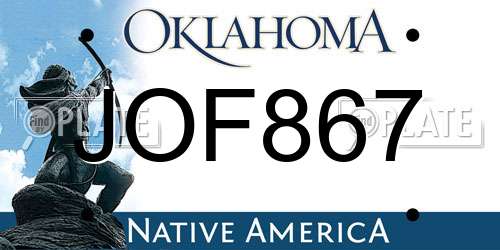 JOF867 Oklahoma License Plate