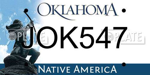 JOK547 Oklahoma License Plate