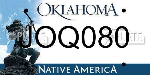 JOQ080 Oklahoma License Plate