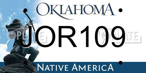 JOR109 Oklahoma License Plate