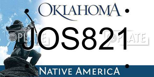 JOS821 Oklahoma License Plate