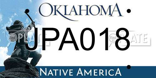JPA018 Oklahoma License Plate