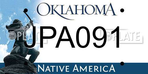 JPA091 Oklahoma License Plate