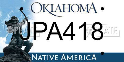 JPA418 Oklahoma License Plate