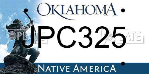 JPC325 Oklahoma License Plate