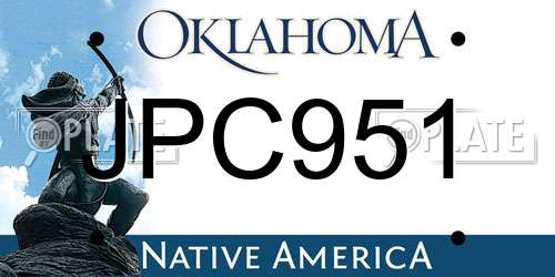 JPC951 Oklahoma License Plate