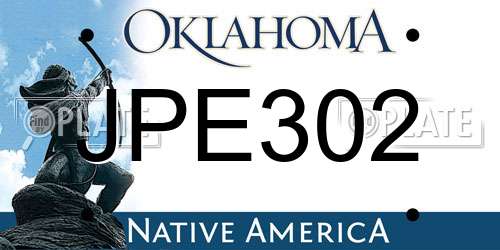 JPE302 Oklahoma License Plate