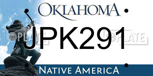JPK291 Oklahoma License Plate