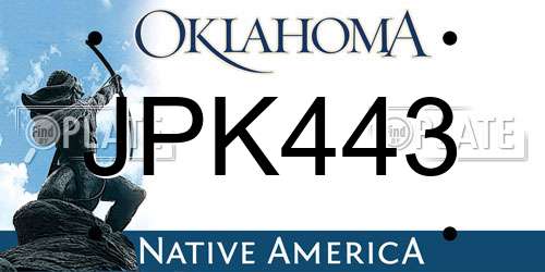 JPK443 Oklahoma License Plate
