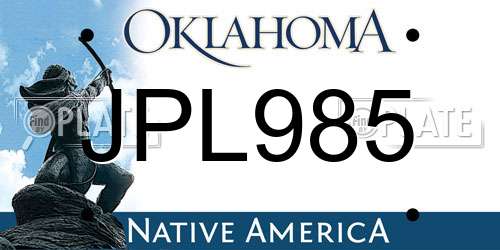 JPL985 Oklahoma License Plate