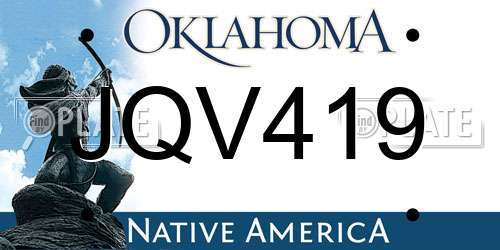 JQV419 Oklahoma License Plate