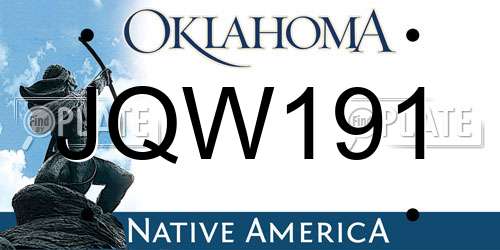JQW191 Oklahoma License Plate