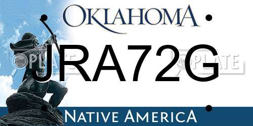 JRA72G Oklahoma License Plate