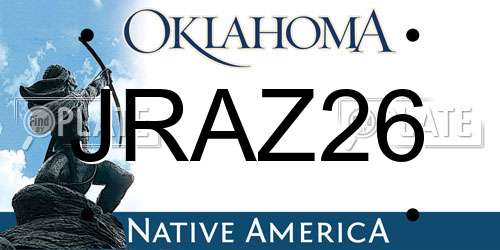 JRAZ26 Oklahoma License Plate