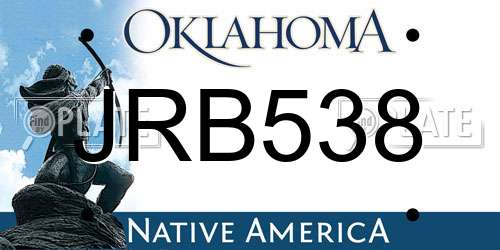 JRB538 Oklahoma License Plate