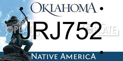 JRJ752 Oklahoma License Plate