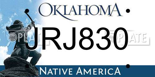 JRJ830 Oklahoma License Plate